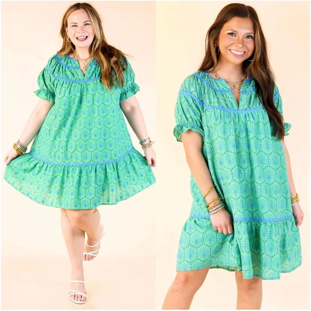 Umgee Emerald and Sky Mini Dress - Picture 4 of 10